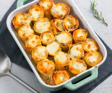 Pilznester, Kürbiscreme und Mozzarella