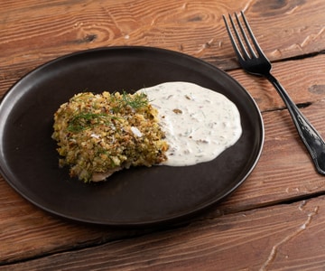 Lachsforelle in Pistazienkruste