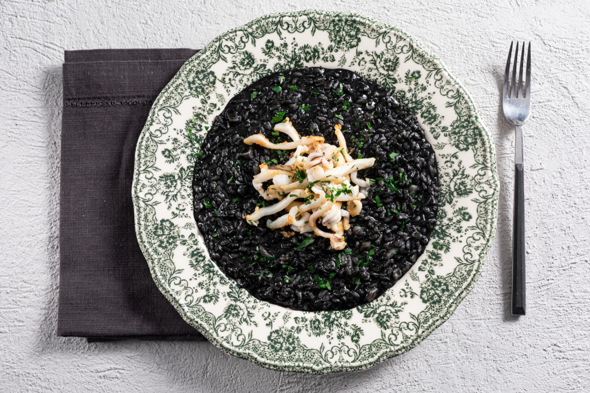 Risotto mit Tintenfischtinte