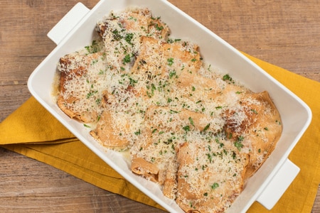 Kastanien-Crepes gefüllt mit Ricotta und Pilzen