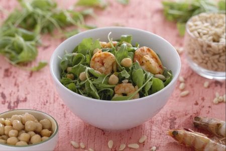 Kichererbsen-Garnelen-Rucola-Salat
