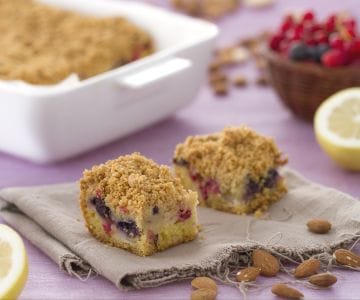 Krümelkuchen mit Birnen