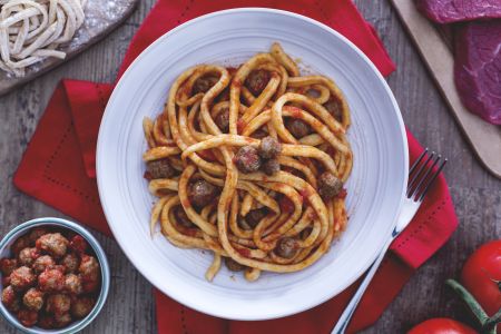 Spaghetti alla chitarra con le pallottine