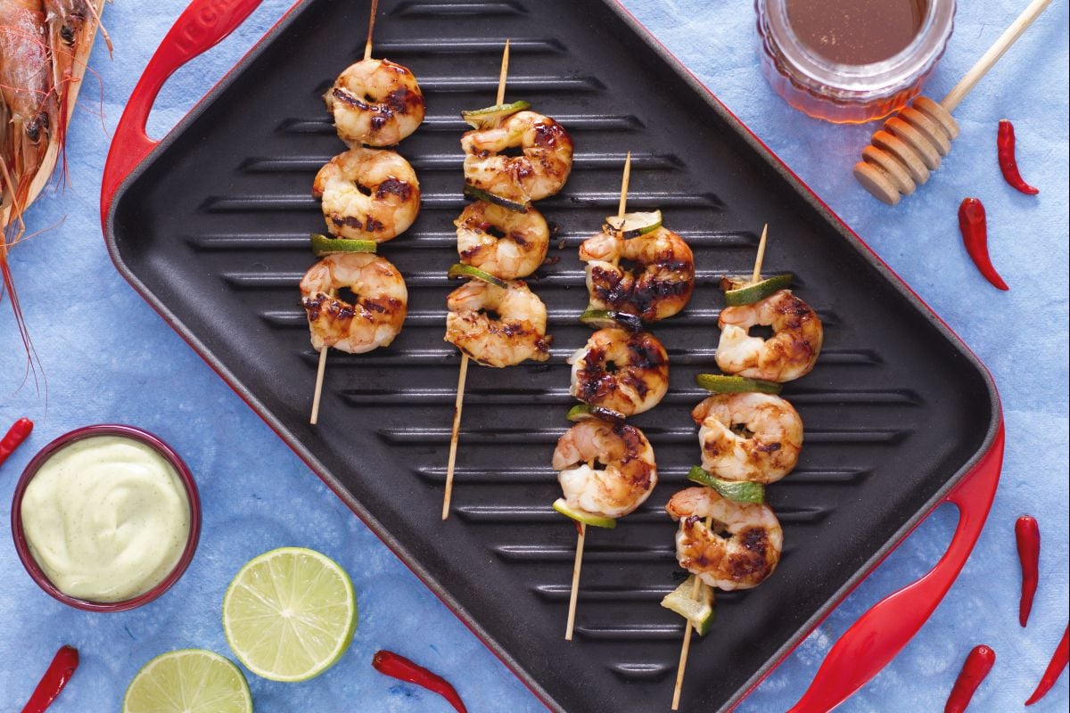 Mit Honig gebratene Garnelen