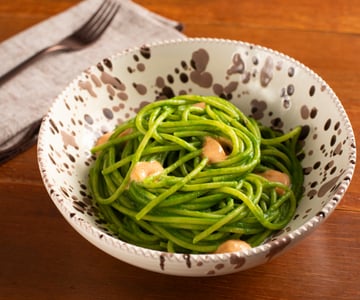 Spaghetti mit Rübstielcreme, 'Nduja und Stracciatella