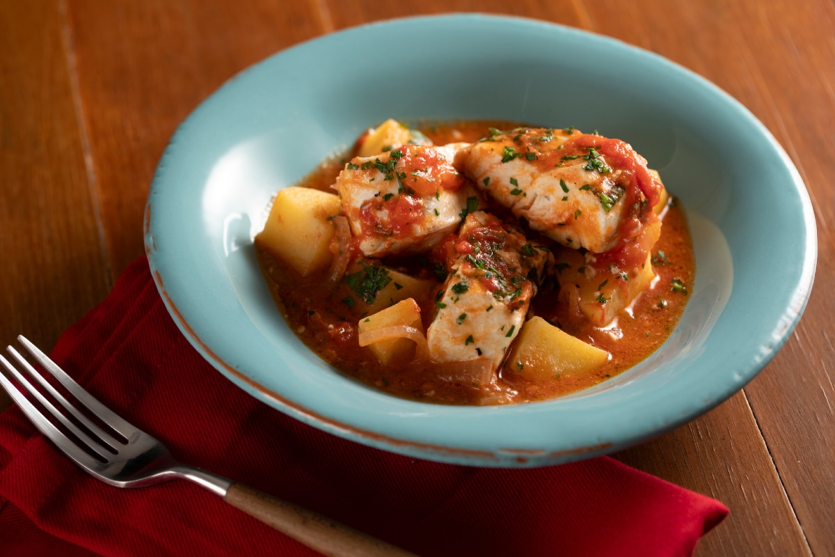 Kabeljau in Eintopf