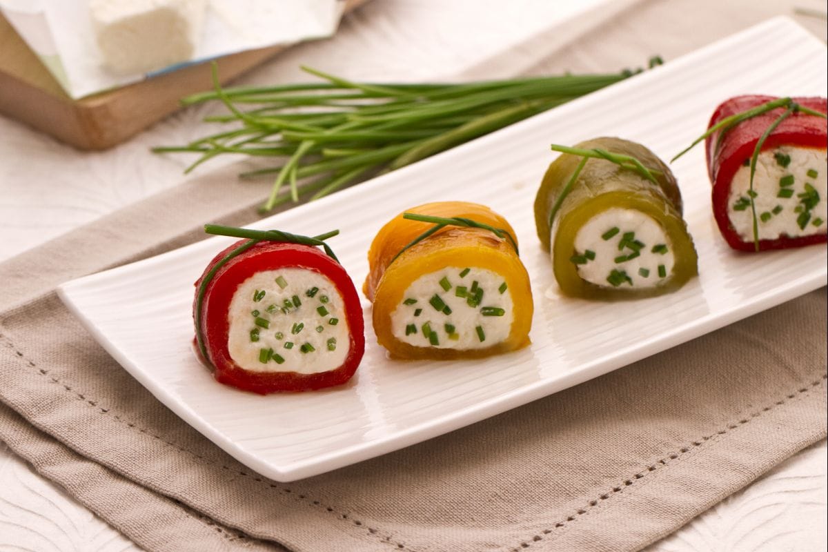 Paprikaröllchen mit Ziegenkäseherz