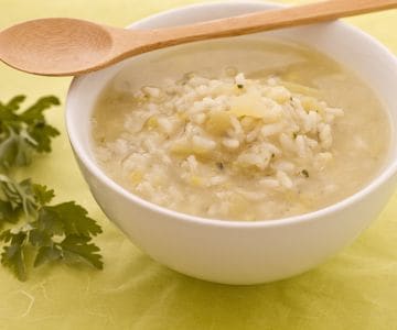 Reissuppe mit Lauch und Kartoffeln