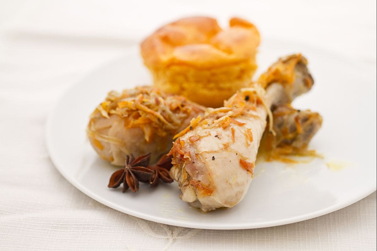 Huhn mit 4 Geschmäckern und Karottenkuchen