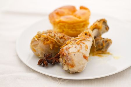 Huhn mit 4 Geschmäckern und Karottenkuchen