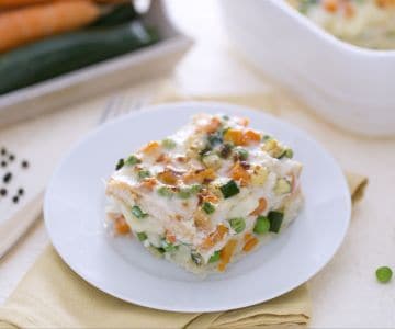 Lasagne aus Toastbrot mit Käse und Gemüseragout