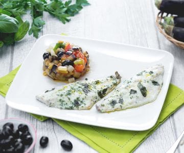 Dorade mit Kräutern und Caponata