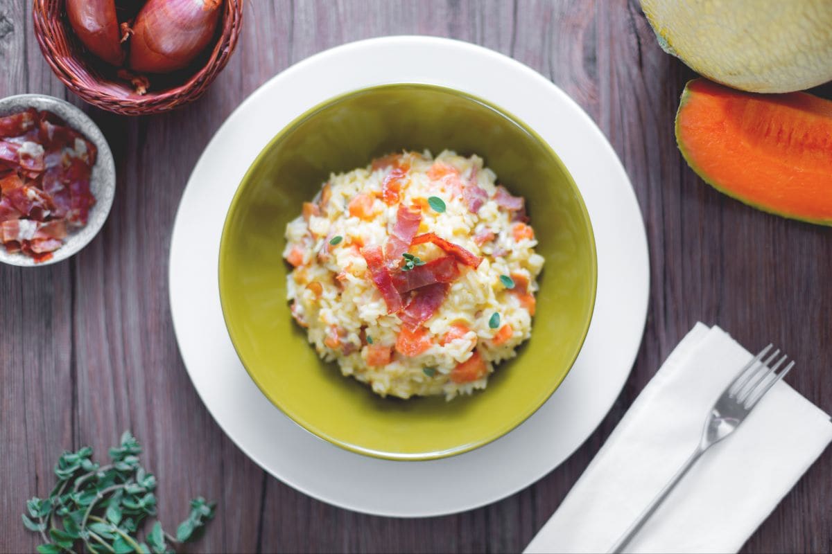 Risotto mit Schinken und Melone