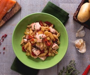 Pasta mit Lachs und Kartoffeln
