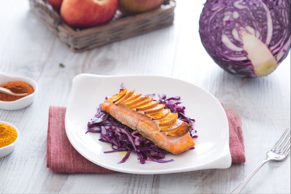 Lachs mit Äpfeln