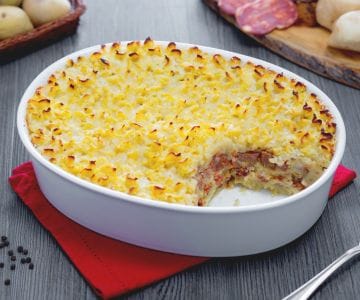 Kartoffelauflauf mit Soppressata und geräuchertem Provola