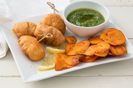 Fish and chips vom Seeteufel