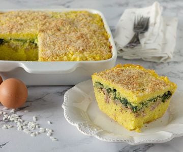 Reiskuchen mit Rübstiel und Salamella