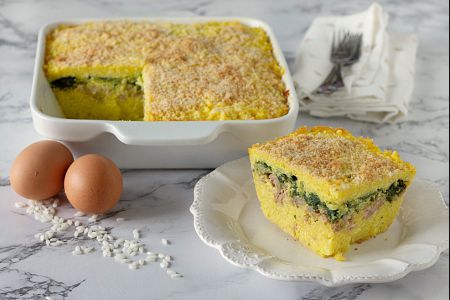 Reiskuchen mit Rübstiel und Salamella