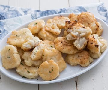 Kabeljau- und Blumenkohl-Pizzelle