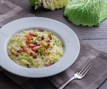 Risotto mit Wirsing, Speck und Fontina