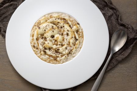 Risotto mit Grana Padano-Creme, Bier-Reduktion und Kaffee