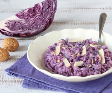 Risotto mit Rotkohl und Gorgonzola