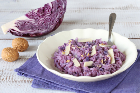 Risotto mit Rotkohl und Gorgonzola