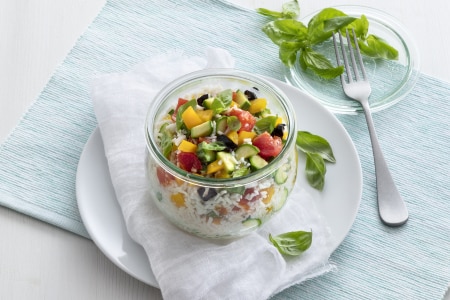 Reissalat im Glas gegart