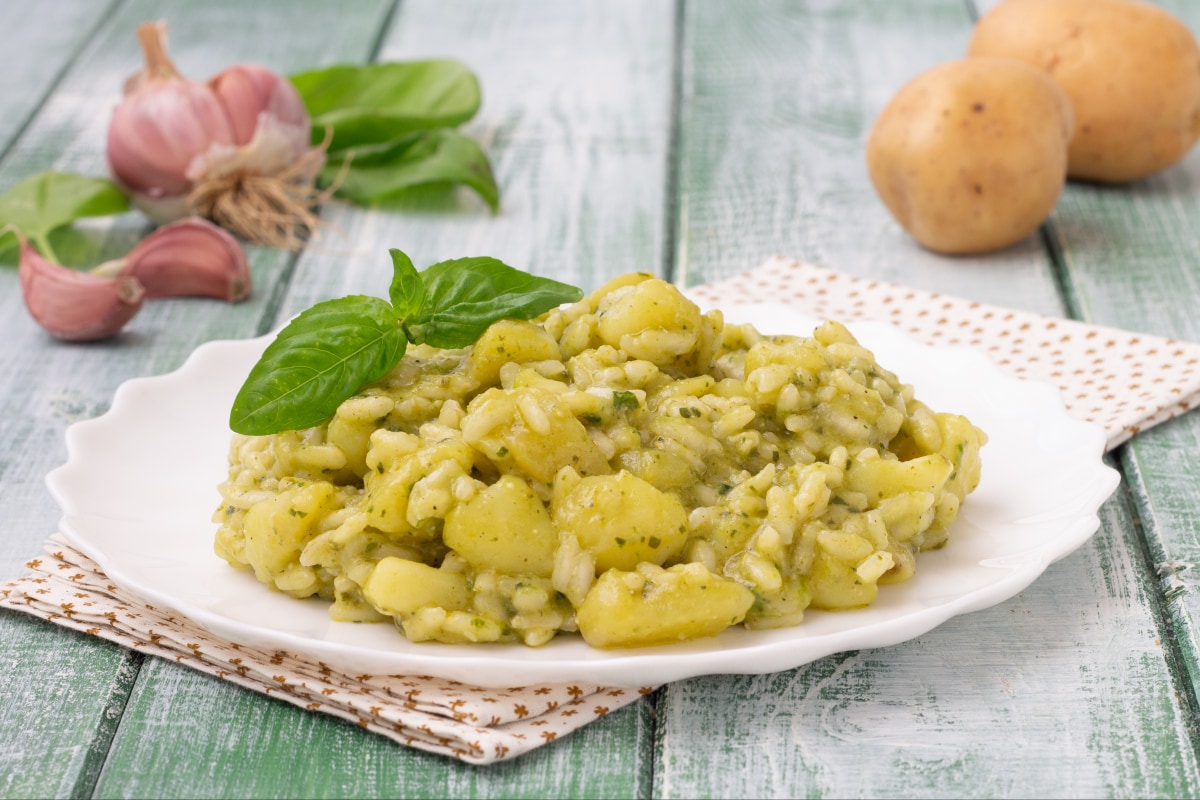 Risotto mit Pesto und Kartoffeln