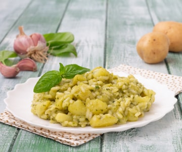 Risotto mit Pesto und Kartoffeln