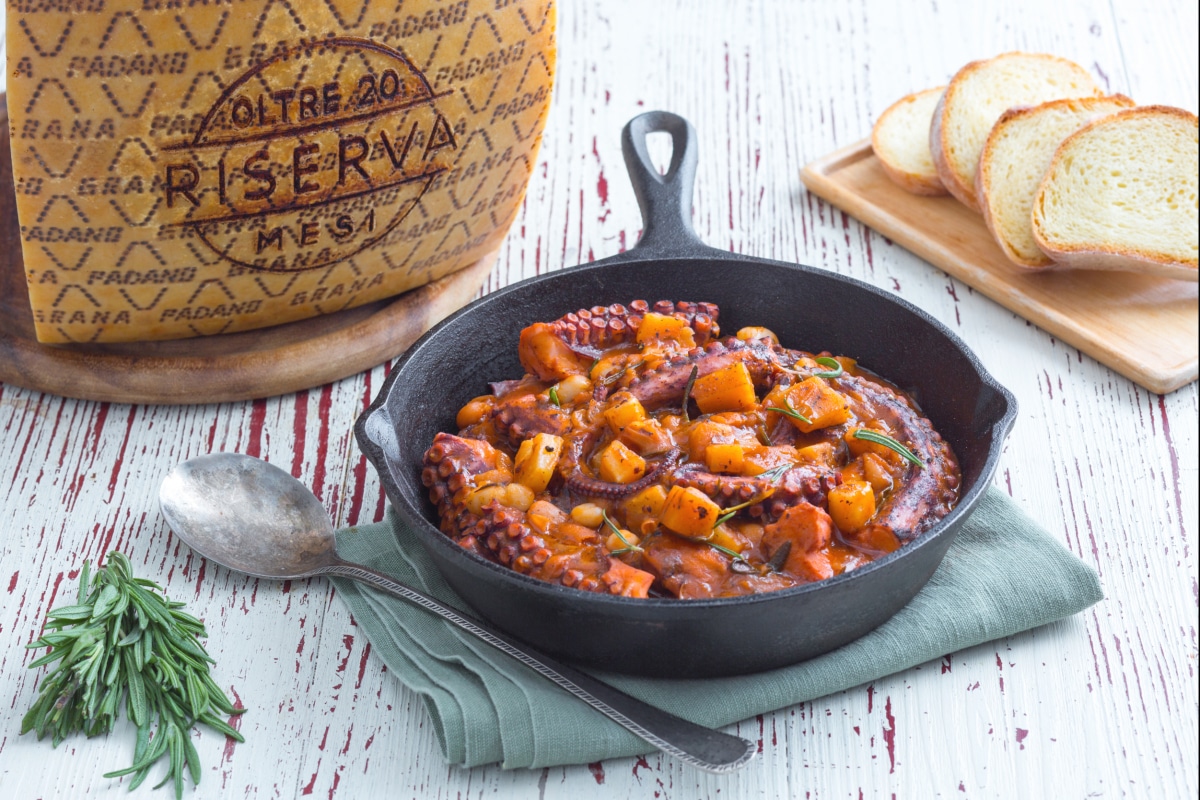 Polpo e fagioli in umido