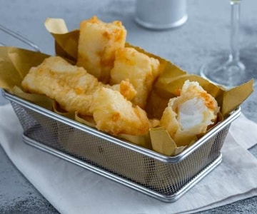 Römischer gebratener Kabeljau (im Teigmantel)