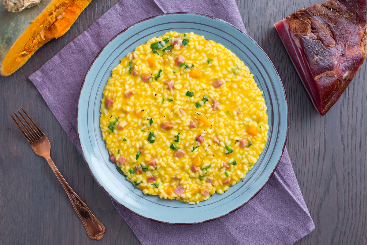 Risotto mit Kürbis und Speck