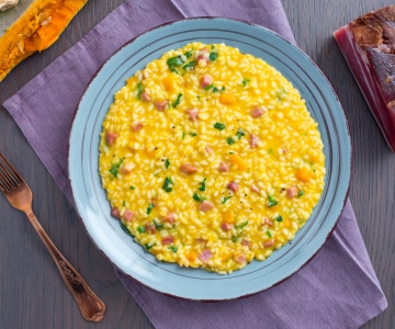 Risotto mit Kürbis und Speck