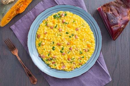 Risotto mit Kürbis und Speck