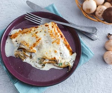 Vollkorn-Crespelle mit Mascarpone und Pilzen