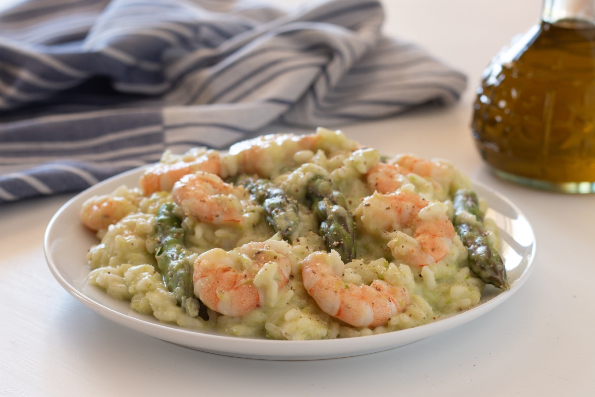 Risotto mit Spargel und Garnelen