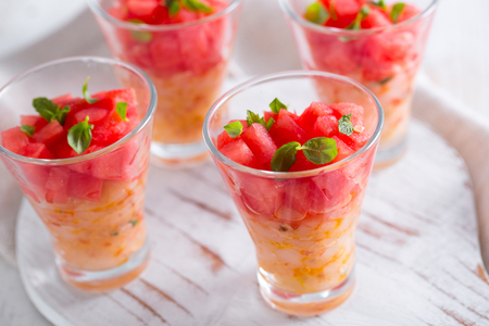 Garnelen- und Wassermelonen-Tatar