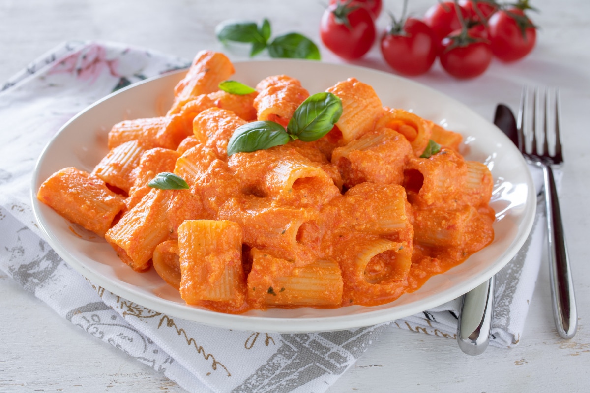 Pasta mit Paprika-Ricotta-Creme