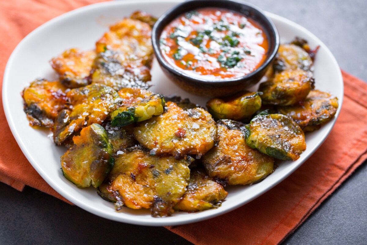 Zerdrückter Rosenkohl aus dem Ofen