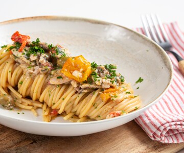 Pasta mit einfachen Fischen