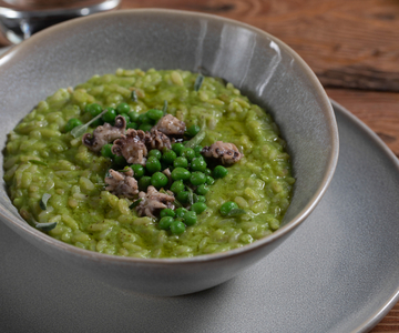 Erbsen- und Tintenfischrisotto