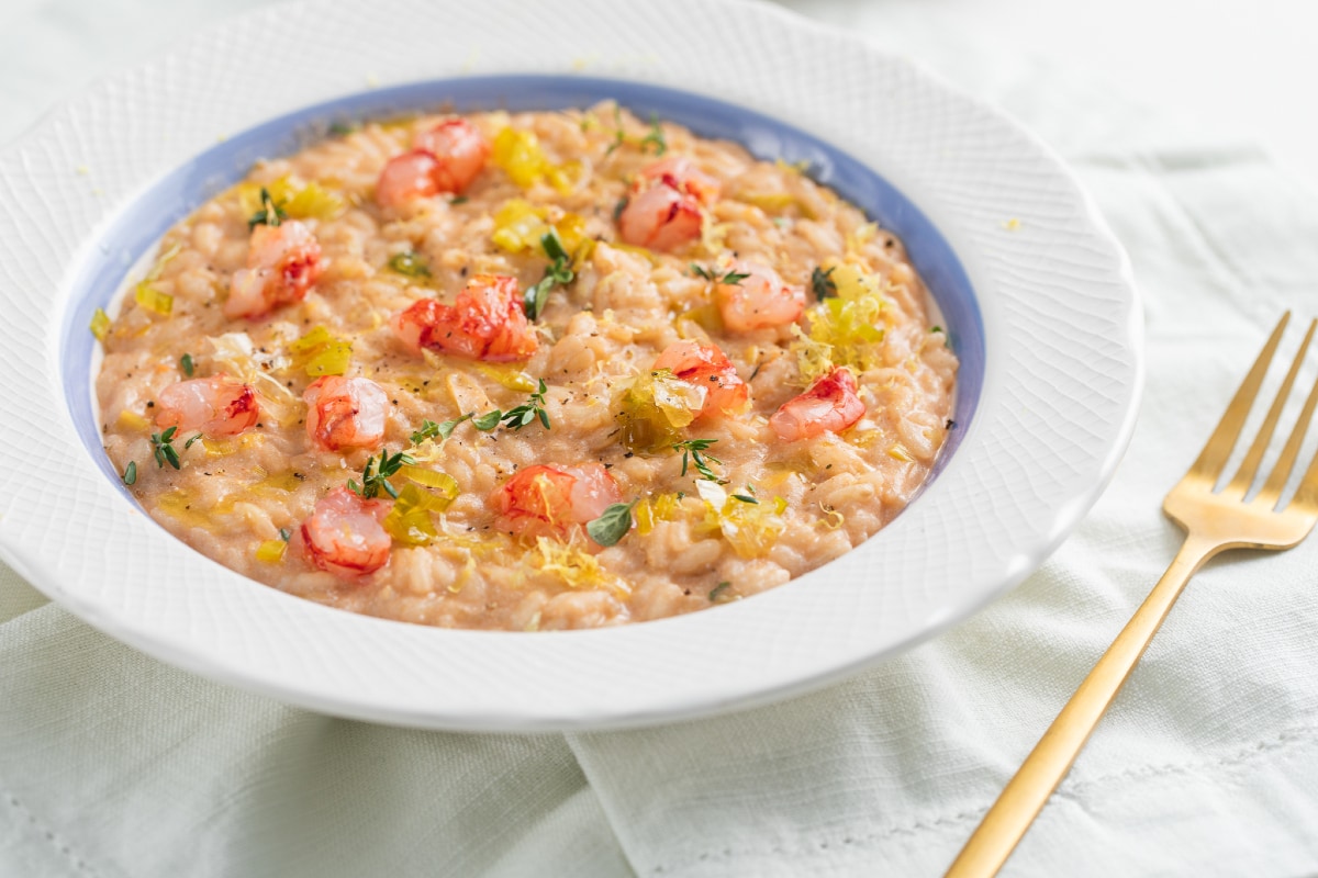 Risotto mit Garnelen und Lauch