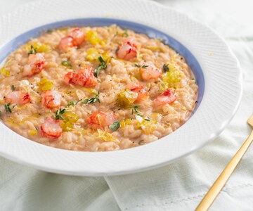Risotto mit Garnelen und Lauch