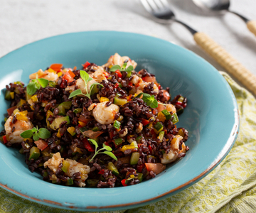 Venere Reissalat mit Gemüse und Garnelen