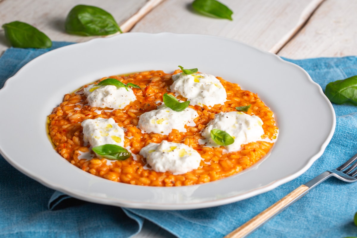 Risotto mit Kirschtomaten und Burrata