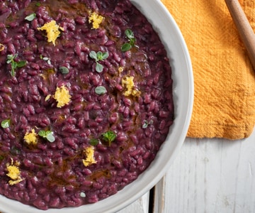 Risotto mit blauem Krabbenfleisch