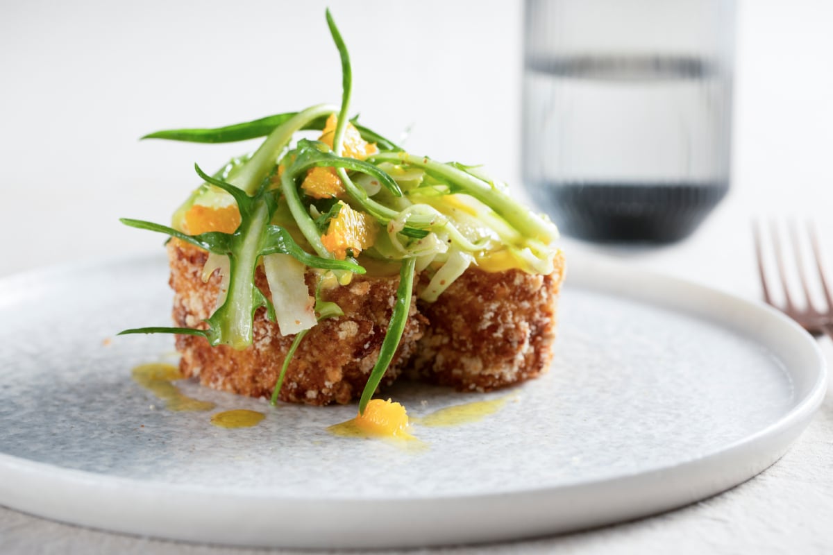 Schwertfischschnitzel mit Puntarelle-Salat