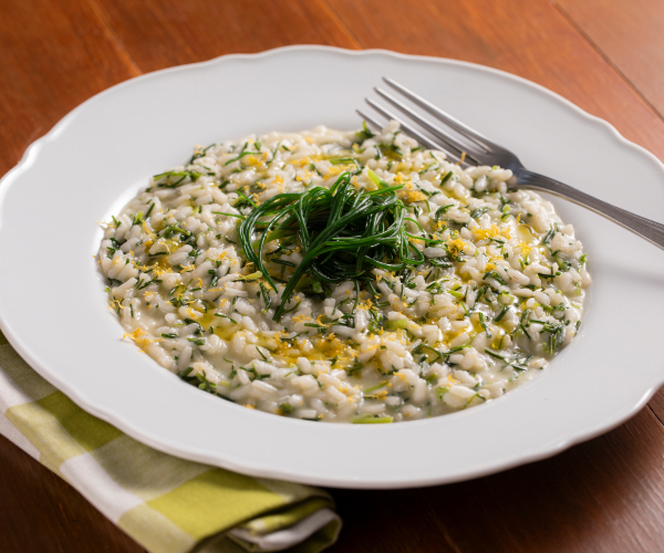 Risotto mit Mönchsbart und Zitrone